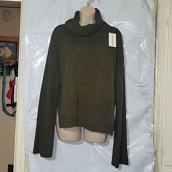 Calvin Klein Jeans Turtleneck Sweater Ribbed Knit Long Sleeve Olive - Picture 2 of 8